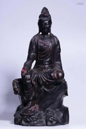 Qing Chiense Zitan Wood Carved Guanyin
