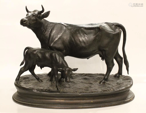 Bronze Buffalo w Baby ,Sgined