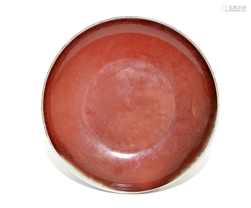 A Large Chinese Antique Copper-Red Porcelain Dish