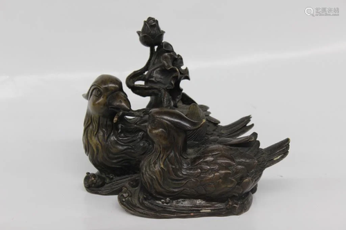 Chinese Bronze Two Birds