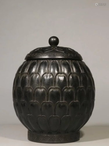 Chinese Hand Carved Zitan Wood Tea Caddy