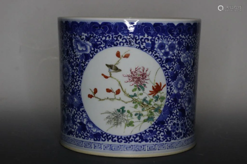 Chinese Famille Rose Porcelain Brushpot