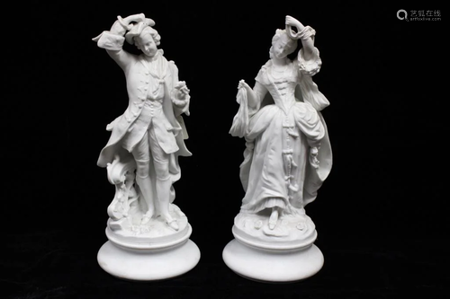 Pair of Antique Bisque Statues