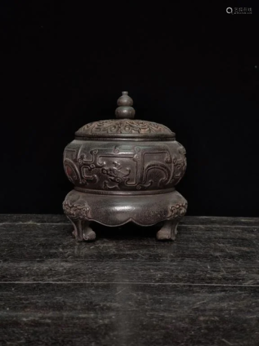 Chinese Wood Carved Cover Censer