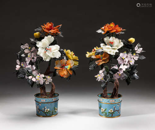 Pairs Chinese Export Cloisonne Bonsais