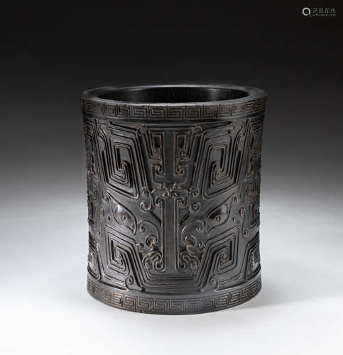 Chinese Zitan Like Brush Pot