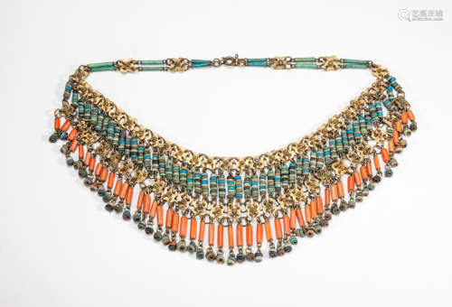 Tibetan Old Turquoise & Coral Like Necklace