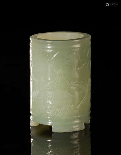 Chinese Pale Celadon Jade Decor Pot