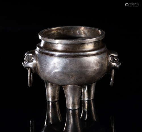 Japanese Meiji Silver Cabinet Censer