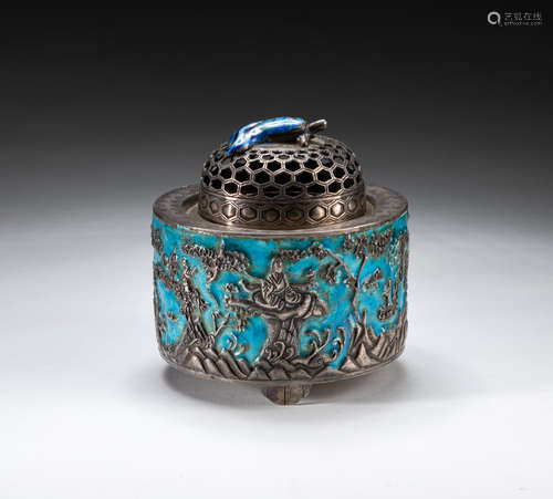 Chinese Enameled on Silver Censer