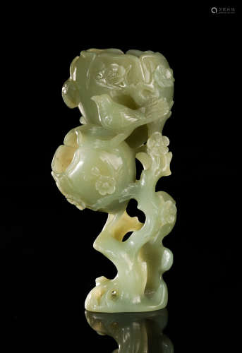 Tall Chinese Pale Celadon Jade Table Sculpture
