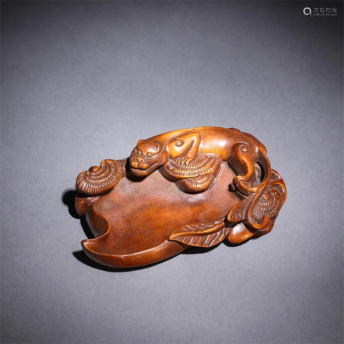 Carved Wooden Chilong Inkwell