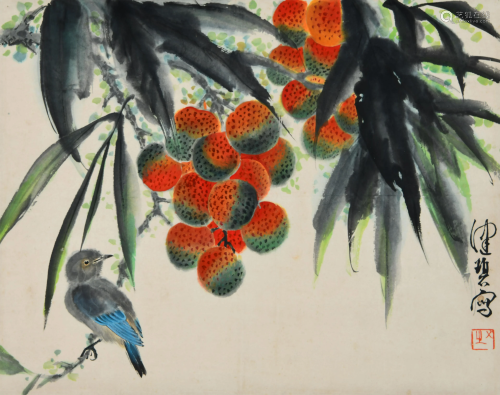 A Chinese Scroll Painting By Chen Peiqiu