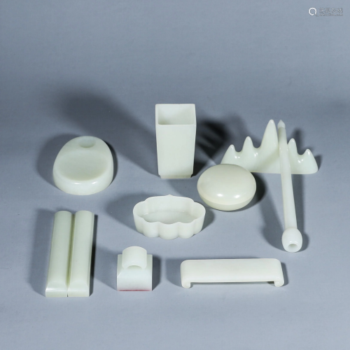 A Set of White Jade Scholars Items