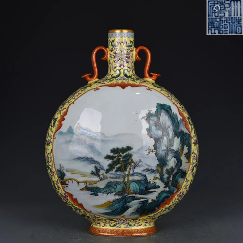 Falangcai Landscape Vase Qianlong Style
