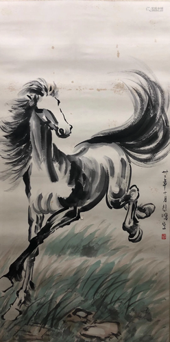 A Chinese Scroll Painting By Xu Beihong