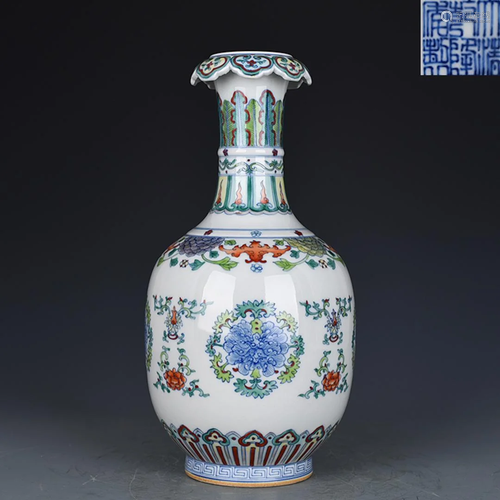 Doucai Flower Vase Qianlong Style