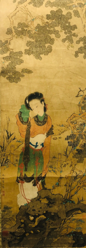 A Chinese Scroll Painting By Qiu Ying