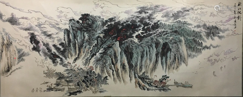 A Large Chinese Painting By Lu Yanshao on Paper Album