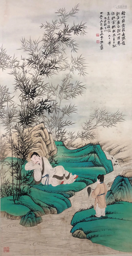 A Chinese Scroll Painting By Zhang Daqian