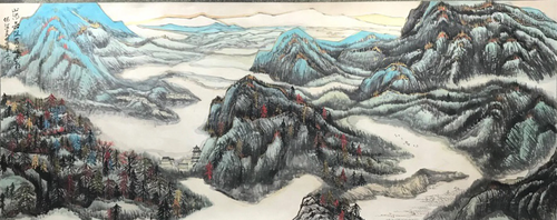 A Large Chinese Painting By He Haixia on Paper Album