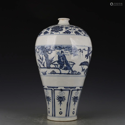 Blue and White Figures and Story Meiping,Yuan Dynasty