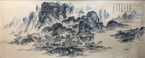 A Large Chinese Painting By Huang Binhong on Paper