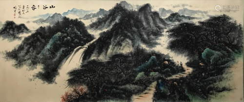 A Large Chinese Painting By Li Xiongcai on Paper Album