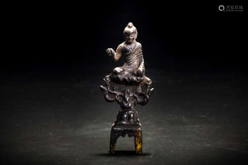唐代 古銅造鍍金 金銅阿弥陀如来像 佛像