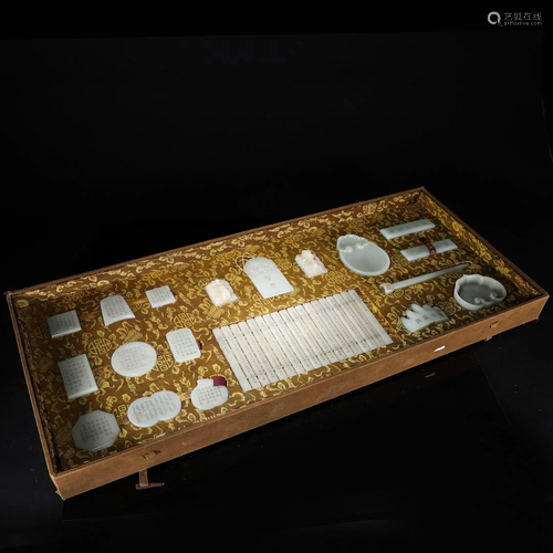 A Set of White Jade Scholars Item