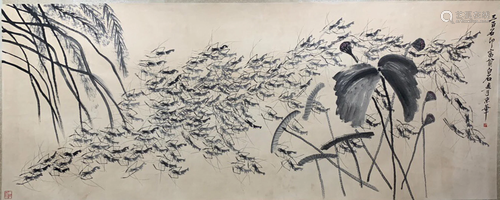 A Large Chinese Painting By Qi Baishi on Paper Album