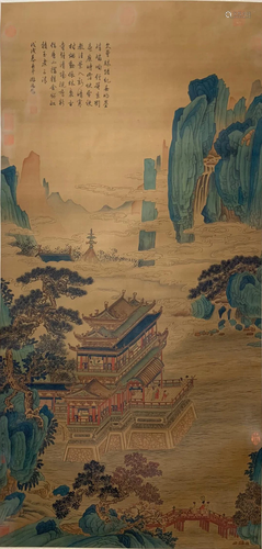 A Chinese Scroll Painting By Qiu Ying