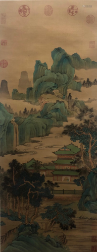 A Chinese Scroll Painting By Qiu Ying