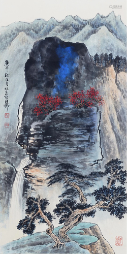 A Chinese Scroll Painting By Xie Zhiliu