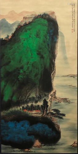 A Chinese Scroll Painting By Zhang Daqian