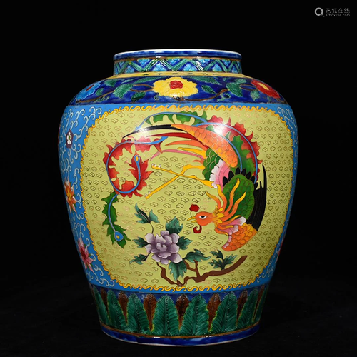 Falangcai Dragon and Phoenix Jar Xuande Style