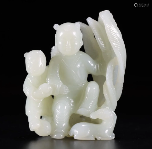 Boy Playing Hetian Jade Decoration