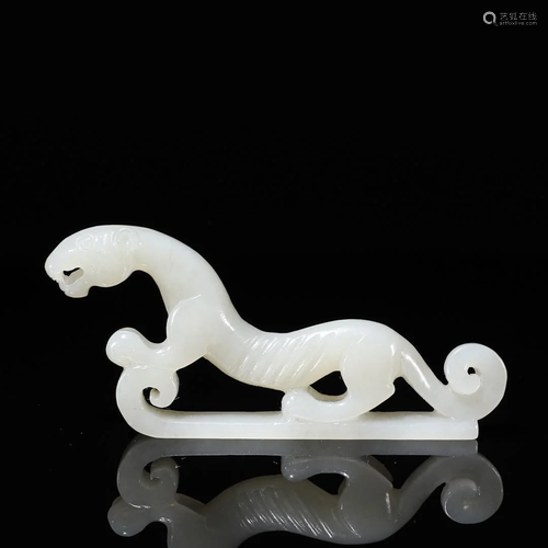 Carved White Jade Tiger