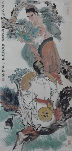 A Chinese Scroll Painting By Lin Yong