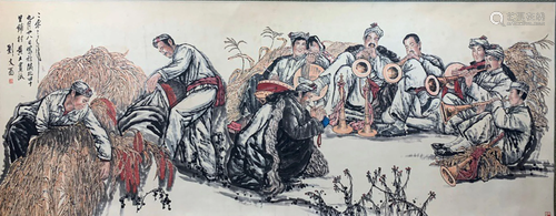 A Large Chinese Painting By Liu Wenxi on Paper Album