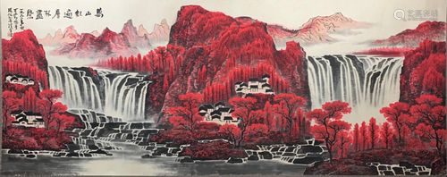 A Large Chinese Painting By Li Keran on Paper Album