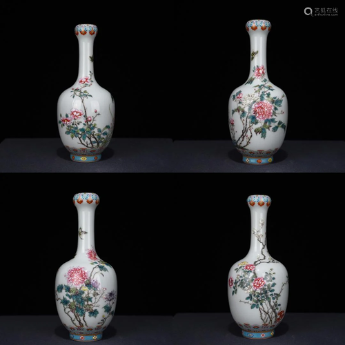 Famille Rose Flower Garlic-shaped Vase Yongzheng Style