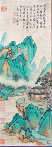 A Chinese Scroll Painting By Qiu Ying