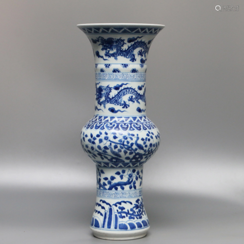 Blue and White Dragon Bottle
