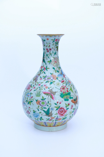 Famille Rose Figural Vase