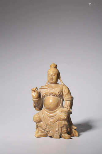 Carved Shoushan Seated Guandi