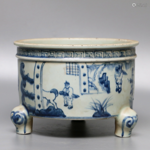 Blue and White Figure Stove