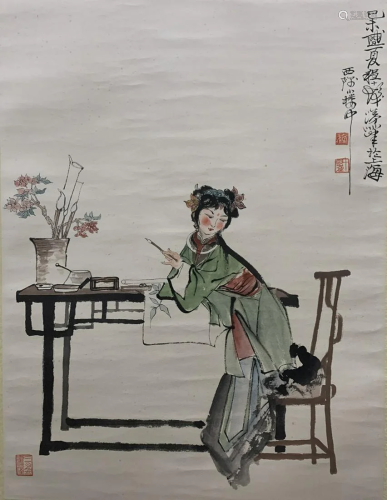 A Chinese Scroll Painting By Cheng Shifa