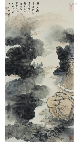 A Chinese Scroll Painting By Zhang Daqian