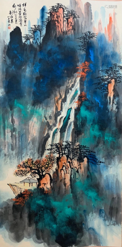 A Chinese Scroll Painting By Liu Haisu
